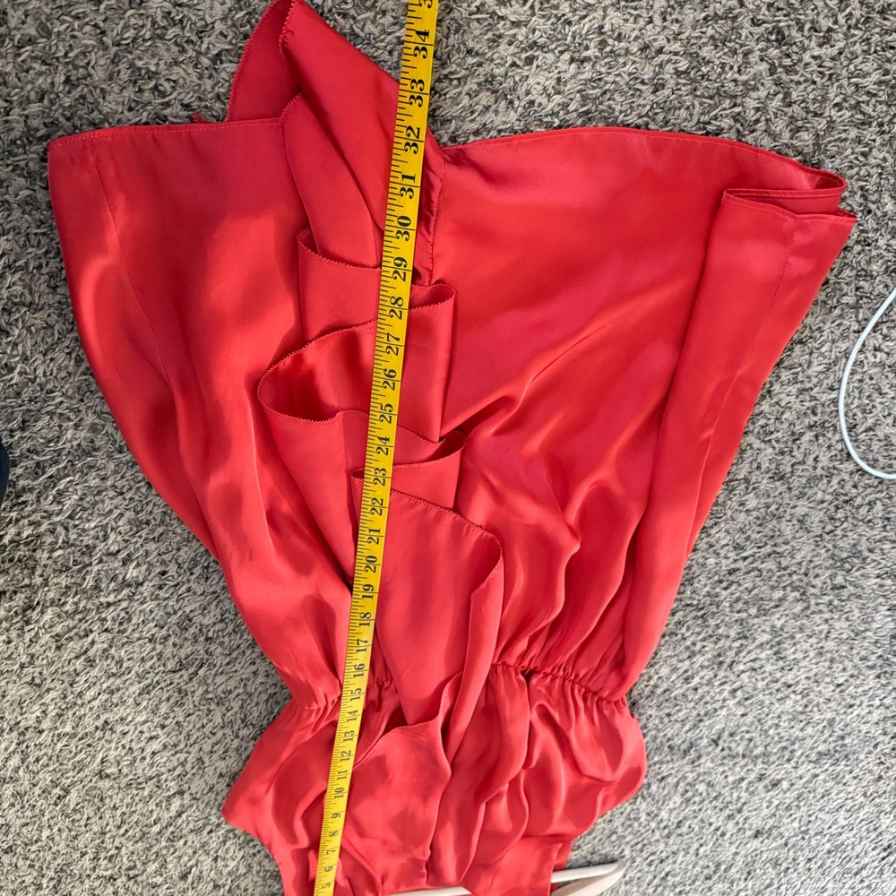 THEME‎ Red Ruched Ruffle Front Sleeveless Mini Dress Size S - Picture 7 of 7